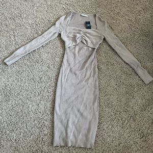 Abercrombie & Fitch Cinched Front Cutout Midi Sweater Dress